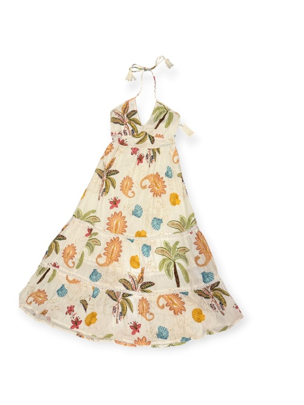 NWT Surf Gypsy Tropical Floral Halter Maxi Dress-M-MSRP $75